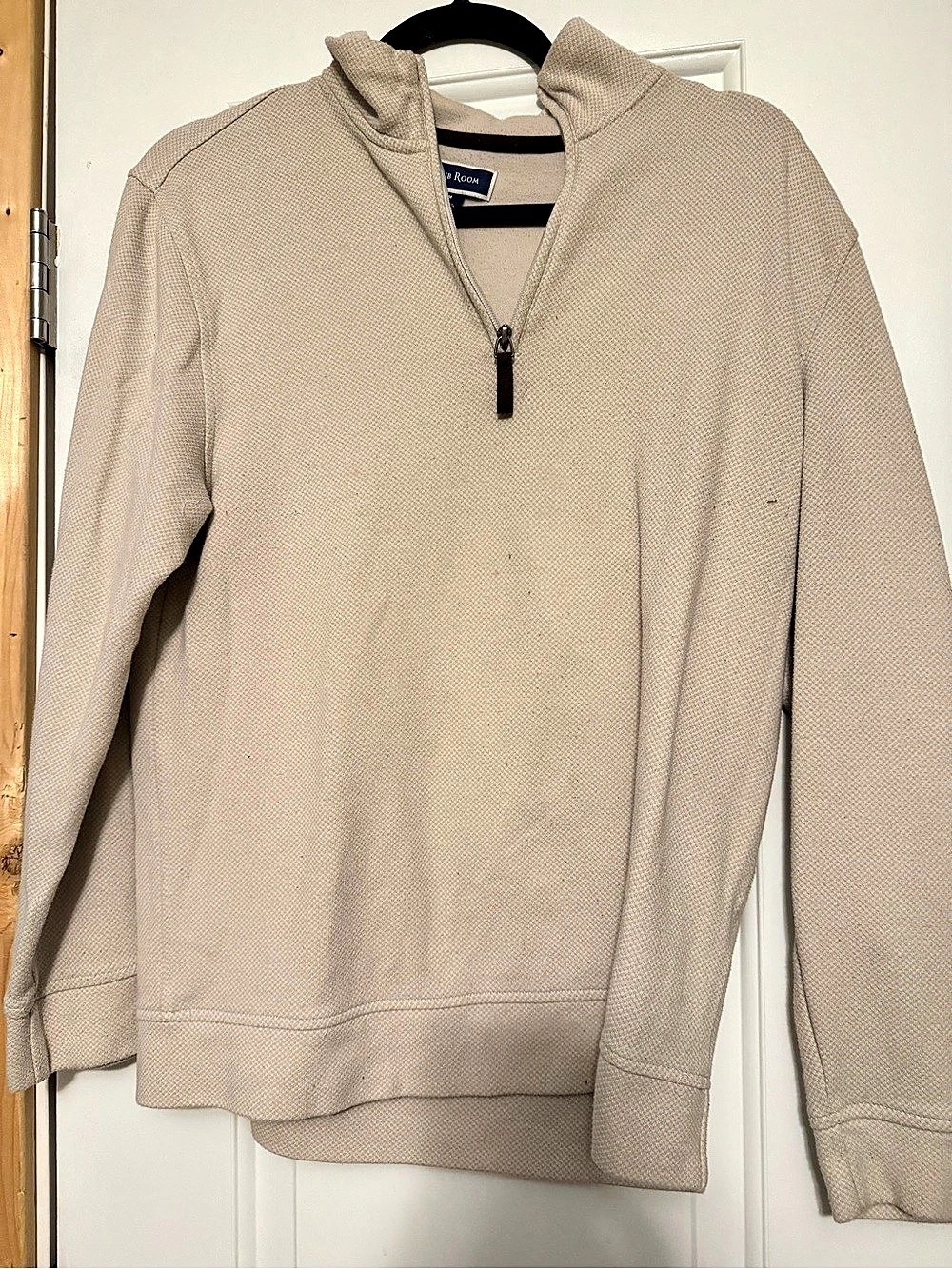 Club Room Men's Textured Quarter-Zip Pullover Sweater Beige Medium